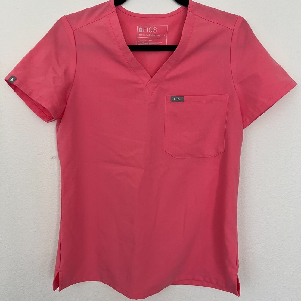 Figs Hot Pink Catarina Scrub Top (XS)